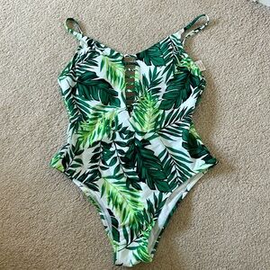 Stylish Tropical Green One Piece Swimsuit